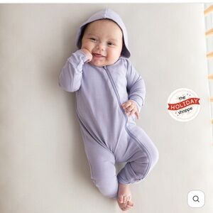 Kyte Baby Hooded Zippered Romper in Taro